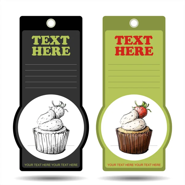 Tags avec délicieux cupcake. Illustration vectorielle . — Image vectorielle