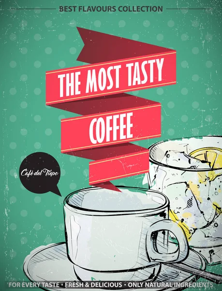 Retro Plakat Med Kaffe Vektorsamling – stockvektor