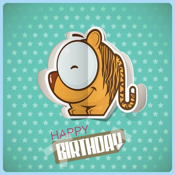 Carte de vœux d'anniversaire avec personnage de cheval de dessin animé découpé de — Image vectorielle