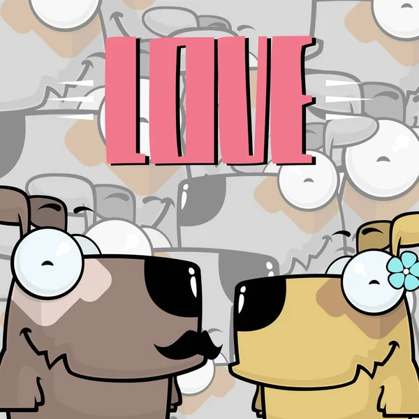 Illustration romantique vectorielle avec chiens . — Image vectorielle