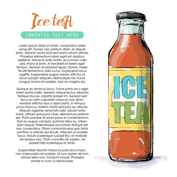 Ręczne rysowanie herbaty lodowej. Ilustracja wektorowa. — Wektor stockowy