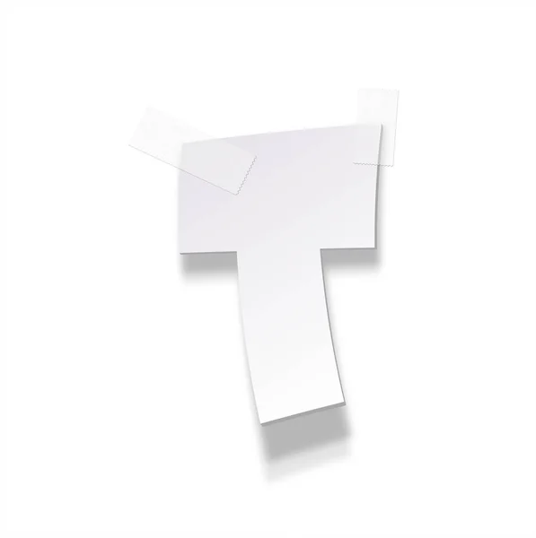 La lettera di carta fissata da un nastro adesivo. Alfabeto della carta vettoriale — Vettoriale Stock