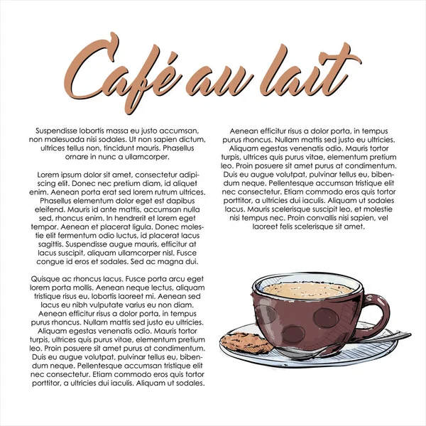 Manifesto Disegnato Mano Con Testo Caffè Illustrazione Vettoriale — Vettoriale Stock