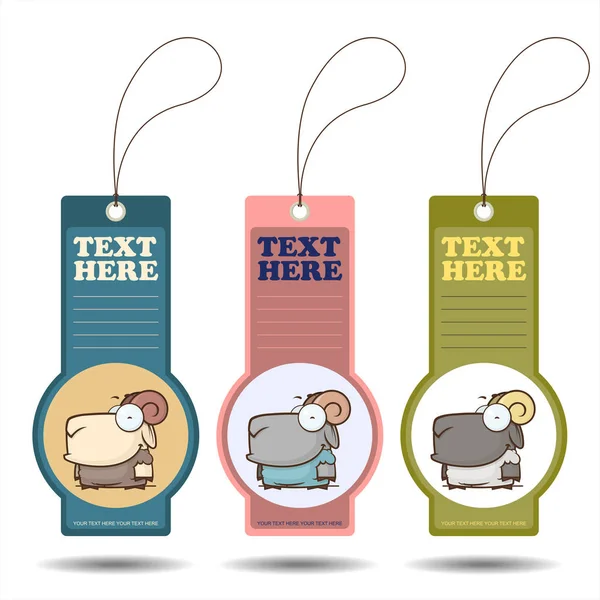 Set of tags with funny cartoon sheep. Vector illustration. — Stock Vector