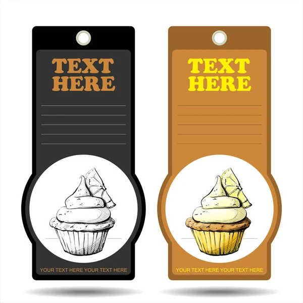 Tags with tasty cupcake. Vector illustration. — Stock Vector