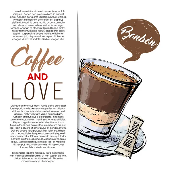 Handgezeichnetes Poster Mit Text Und Bonbon Kaffee Vektorillustration — Stockvektor