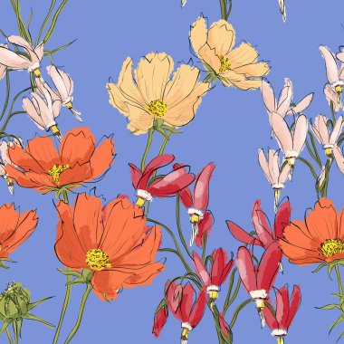 Çiçek dikişleri deseni. Çizim stili. Vektör çizimi.