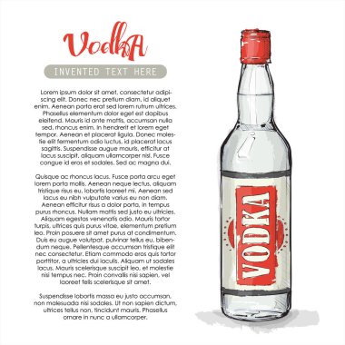 Voka şişesinin el çekimi. Vektör çizimi.