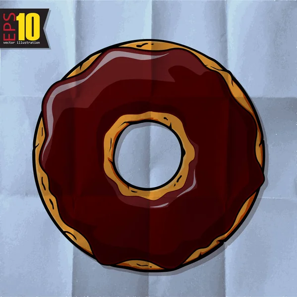 Eps10 Fundo Vintage Com Delicioso Donut — Vetor de Stock
