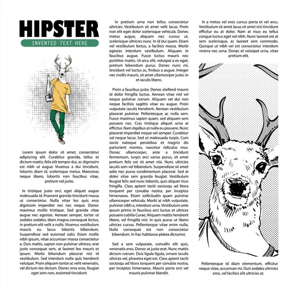 Hipster folyóirat oldal. Kézzel rajzolt illusztrációja divat lány Wi — Stock Vector