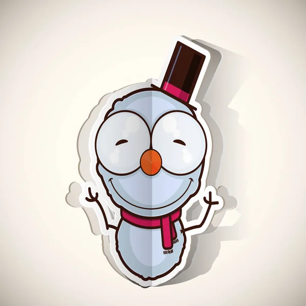 Personagem de boneco de neve dos desenhos animados cortado do papel. Colecção vetorial . — Vetor de Stock