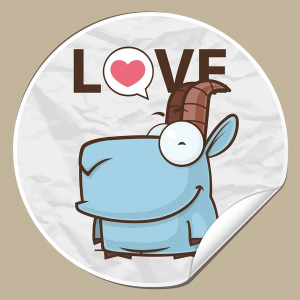 Sticker with funny cartoon goat. Vector illustration. — Stock Vector