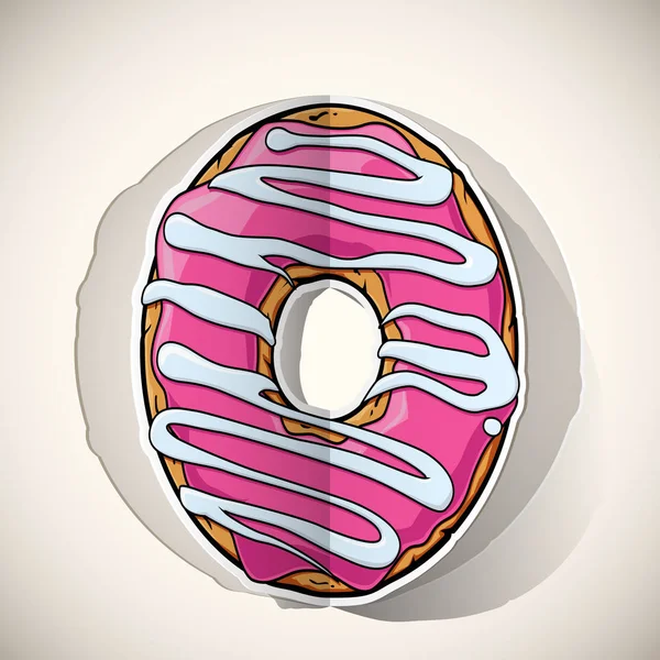 Cartoon donut cut out from paper. Vector collection. — Stock Vector