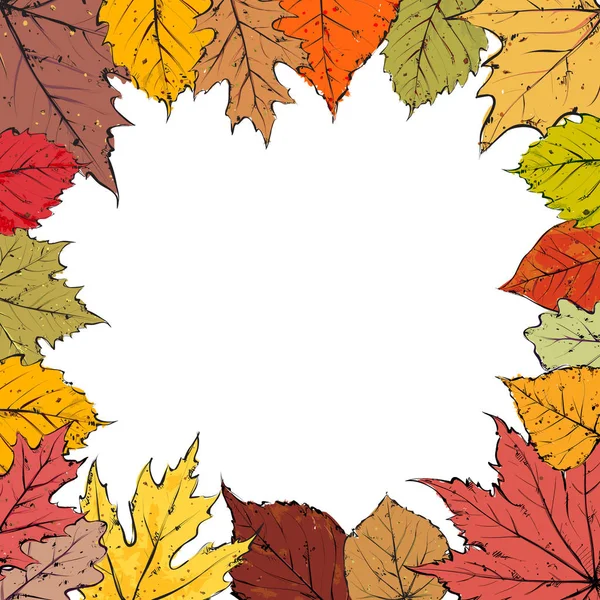 Φθινοπωρινό Φόντο Φωτεινά Πολύχρωμα Φύλλα Και Χώρο Αντιγραφής Απεικόνιση Διανυσματικών — Διανυσματικό Αρχείο