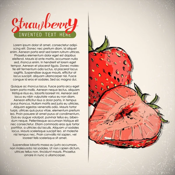 Handzeichnen Von Erdbeeren Vektorillustration — Stockvektor