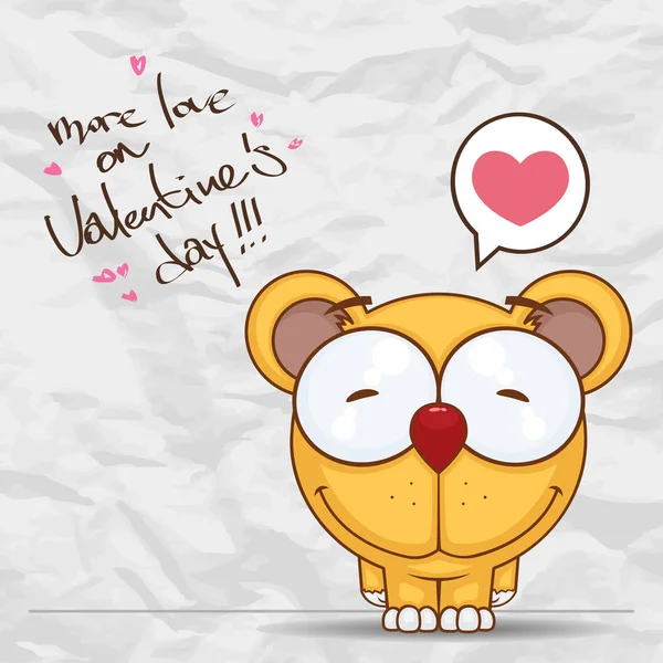 Vector romantic illustration with cute cartoon bear. Stock Vector