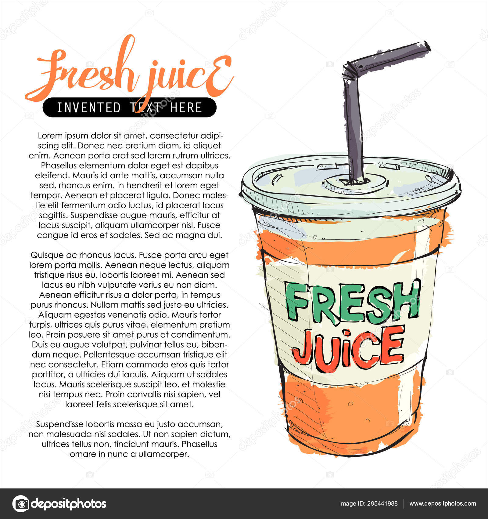 Watercolor Juice Cup Sketch Style Vector — Stock Vector © R_lion_O