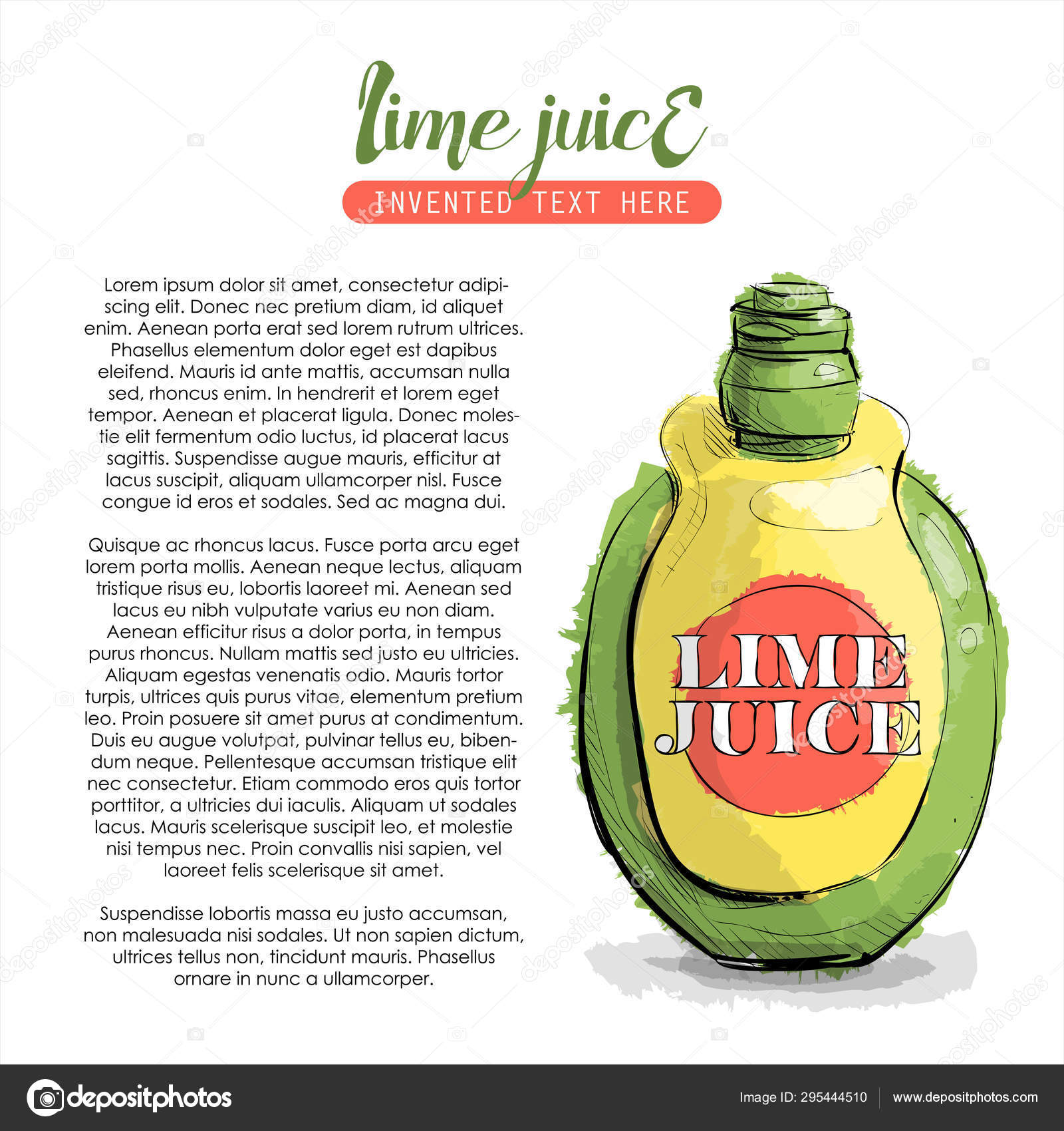 Hand draw of lime juice. Vector illustration. Stock Vector by ©R_lion_O