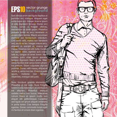 Su ile bir arka plan üzerinde şık bir ahbap Vektör illüstrasyon