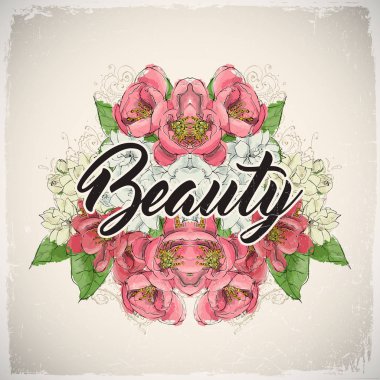 Froral kart. Çizim stili. Vektör çizimi.