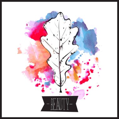 Yapraklı sonbahar posteri. Vektör, çizim stili.