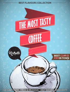 Kahveli retro poster. Vektör toplama.
