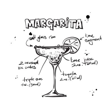 kokteyl el çekilmiş resmi. vektör toplama.