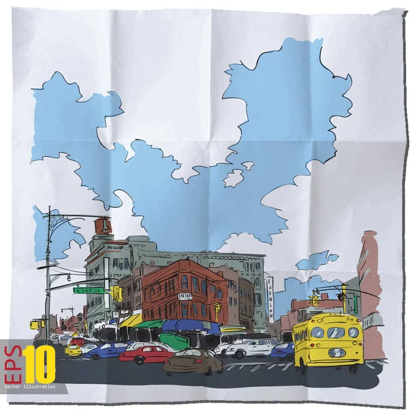 Eps10 Vintage Baggrund Med Cityscape Vektor Illustration – Stock-vektor