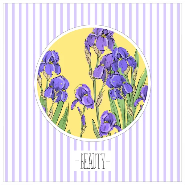 Tarjeta floral.Estilo de boceto. Ilustración vectorial . — Archivo Imágenes Vectoriales