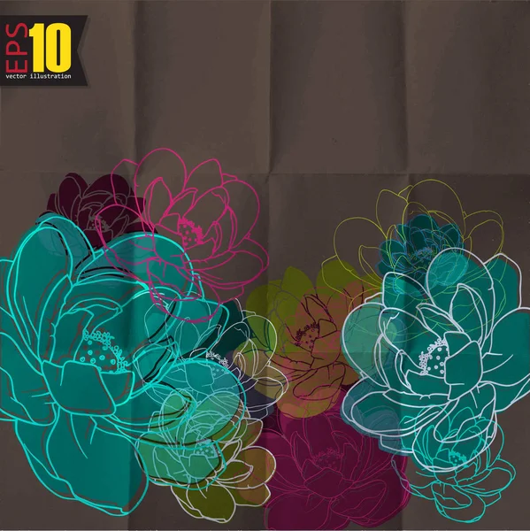 Eps10 复古花卉背景与美丽的花 — 图库矢量图片