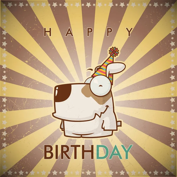 かわいい漫画の犬と一緒に面白い誕生日グリーティング カード. — ストックベクタ