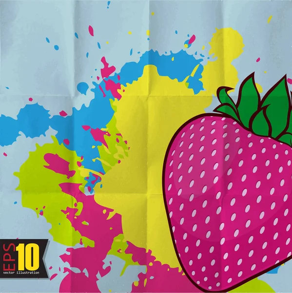 第10集草莓色彩艳丽的复古背景 — 图库矢量图片