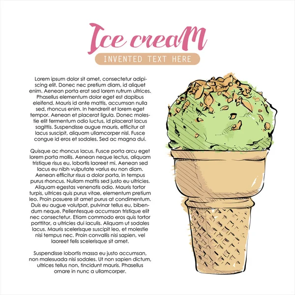 贴冰淇淋的海报 草图样式 矢量插图 — 图库矢量图片