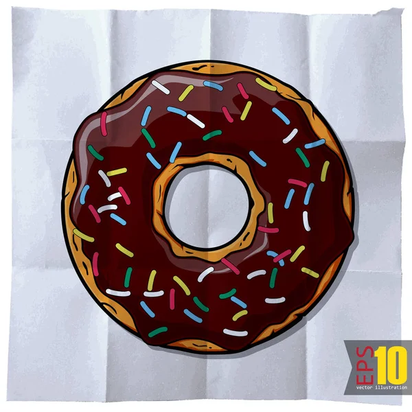 Eps10 Vintage Achtergrond Met Zoete Smakelijke Donut — Stockvector