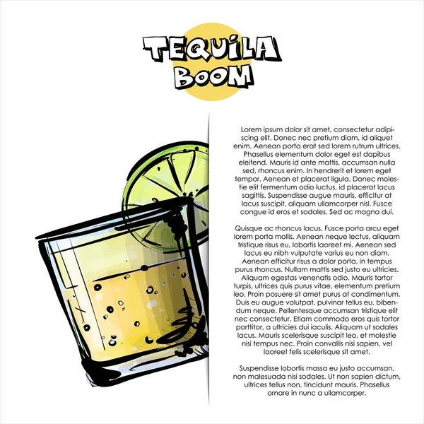 Illustration Dessinée Main Cocktail Boom Tequila Affiche Style Croquis Illustration — Image vectorielle