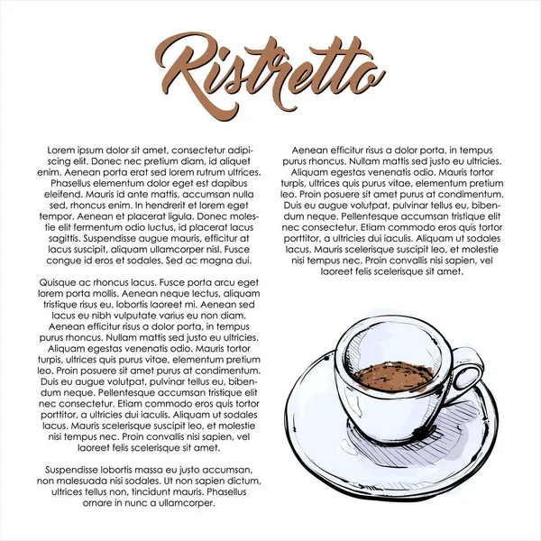 Handgezeichnetes Poster Mit Text Und Ristretto Kaffee Vektorillustration — Stockvektor