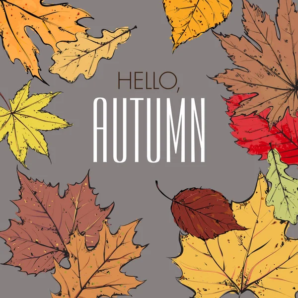 Адский Осенний Фон Яркими Цветными Листьями Векторная Иллюстрация — стоковый вектор