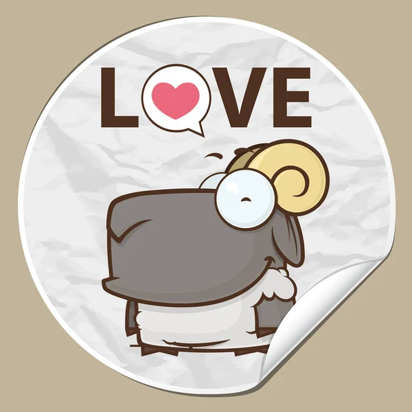 Nálepka s legrační kreslená ovce. Vektorová ilustrace. — Stockový vektor