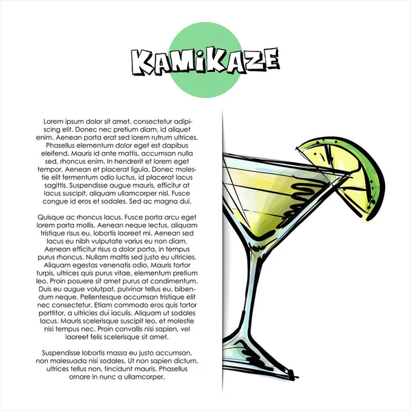 Illustrazione Disegnata Mano Cocktail Kamikaze Poster Stile Schizzo Illustrazione Vettoriale — Vettoriale Stock