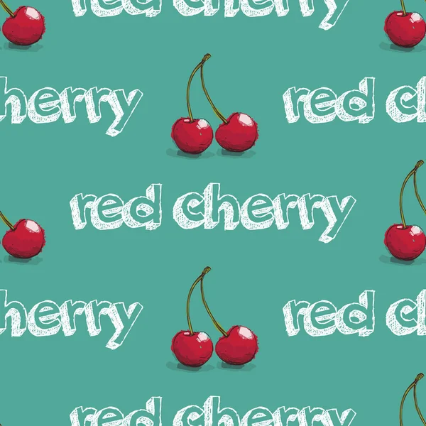 Sömlöst mönster med röd Chery. — Stock vektor
