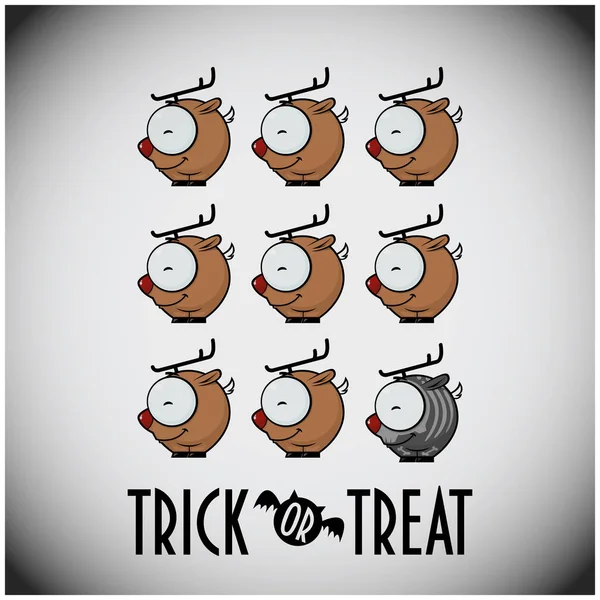 Trick Treat Halloween Set Cute Cartoon Deer — Stock Vector
