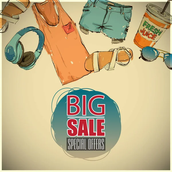 Big Sale Vector Poster Fashion Accessories — Stock Vector