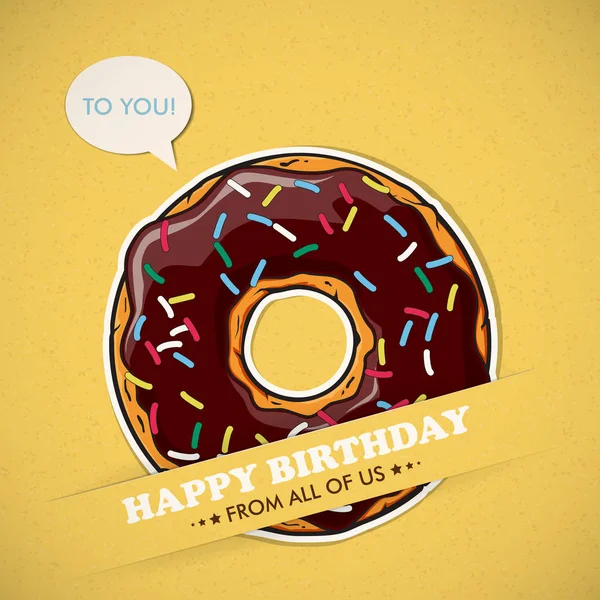 Tarjeta con donut de dibujos animados fresco. Colección vectorial . — Vector de stock