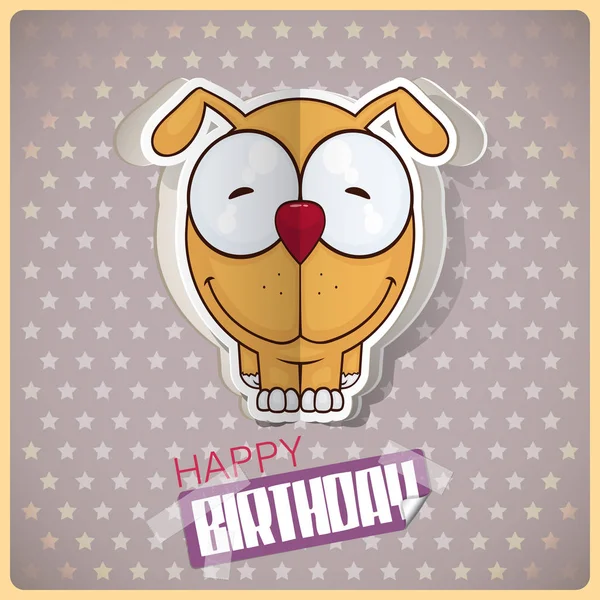 Födelsedag gratulationskort med tecknad Doggy karaktär klippa ut från — Stock vektor