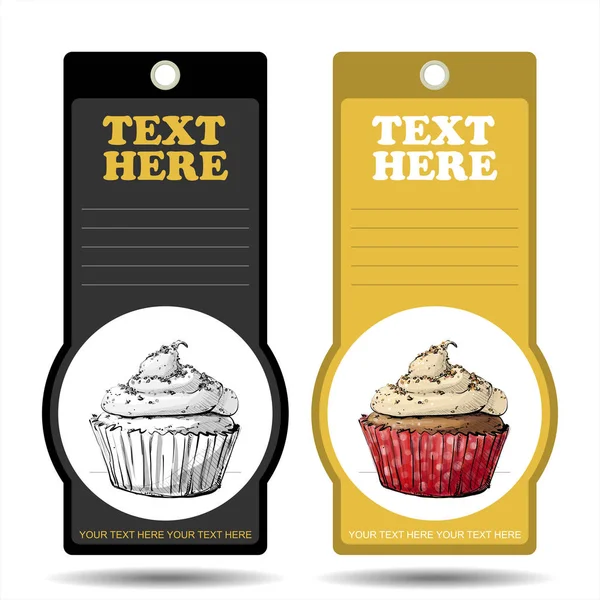 Tags avec délicieux cupcake. Illustration vectorielle . — Image vectorielle