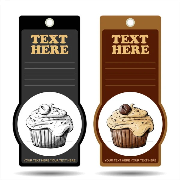 Tags con gustoso cupcake. Illustrazione vettoriale . — Vettoriale Stock