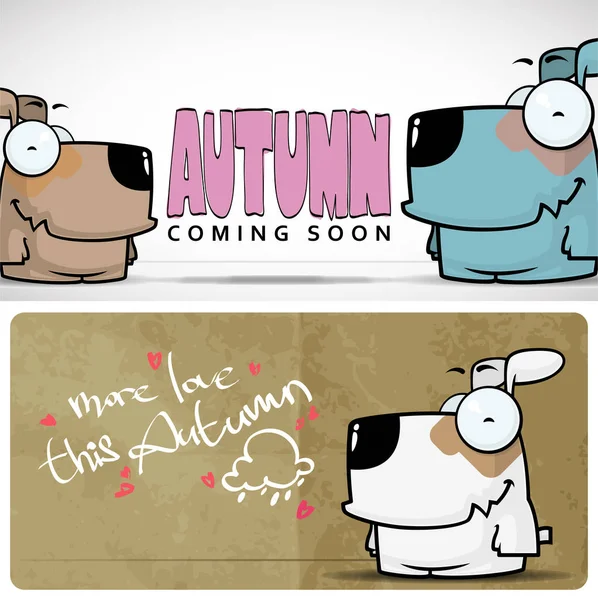 Herbst Vecor-Karte mit Cartoon-Doggy-Charakter. — Stockvektor