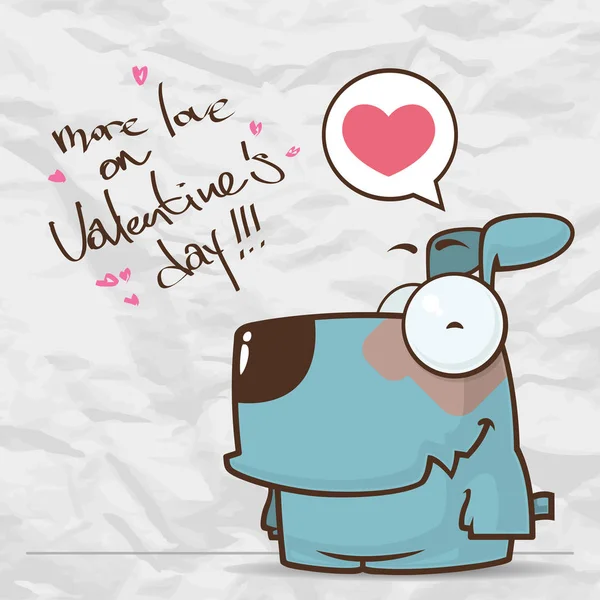 Vector romantische illustratie met schattige cartoon Doggy. — Stockvector