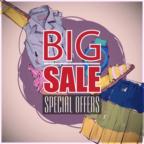 Big Sale Vector Poster Fashion Accessories — Stock Vector