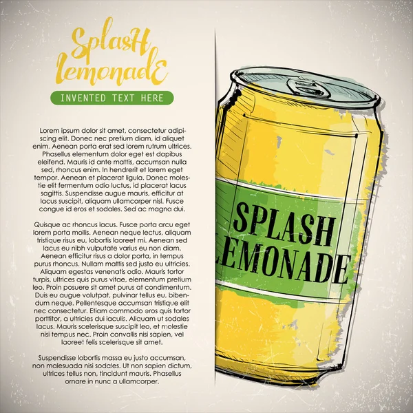 Hand Drawn Banner Text Container Splash Lemonade Vector Illustration — Stock Vector